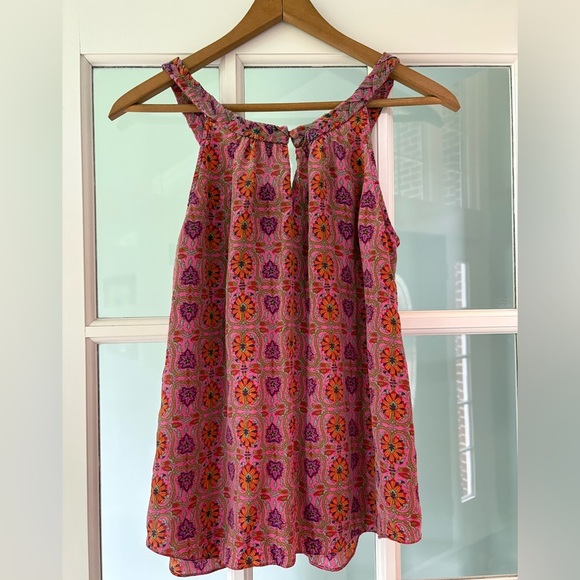Rebecca Taylor Silk Boho Pink Orange Floral Tank Top | 0 - Picture 4 of 9